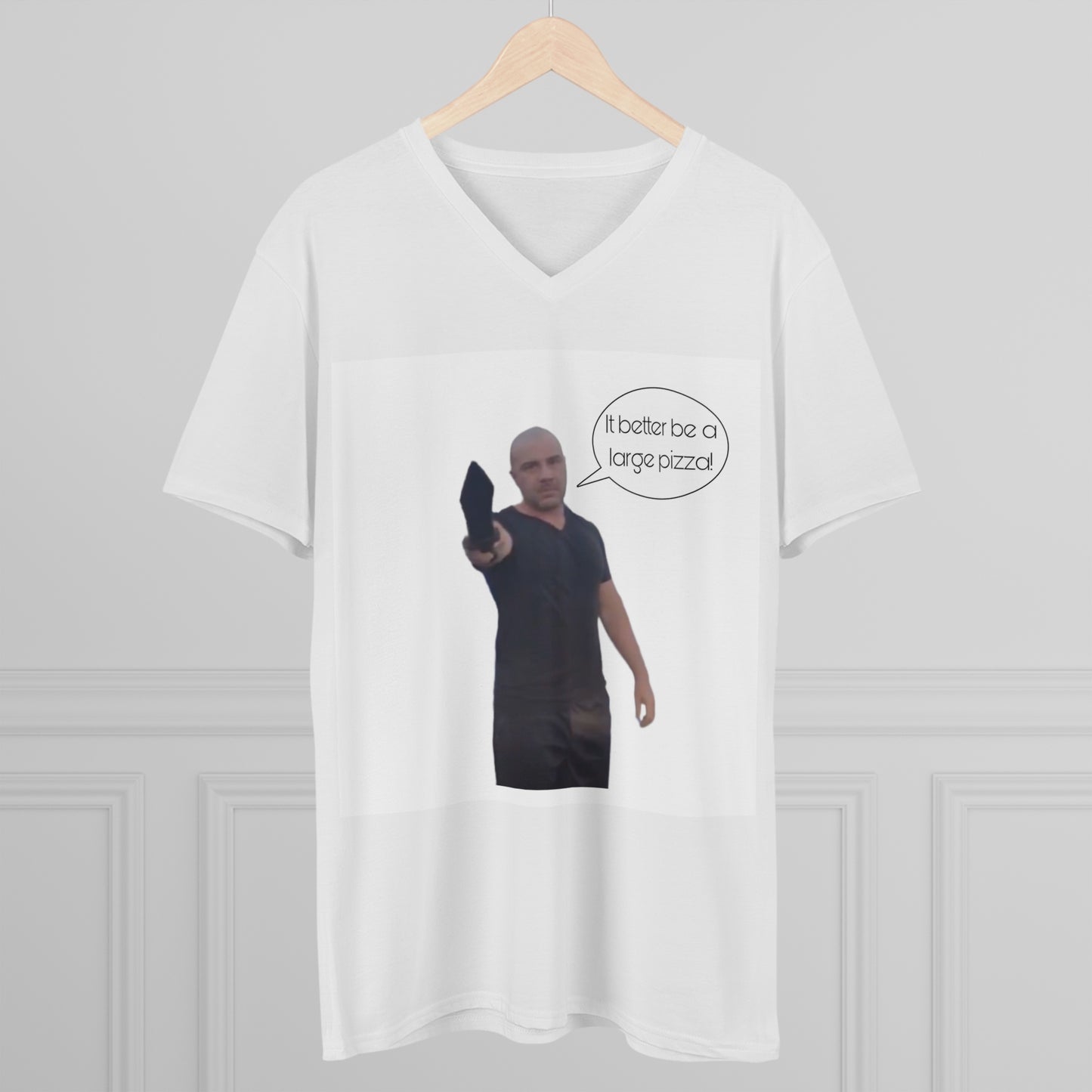 Funny Men's V-Neck Tee - Pizza Lover Shirt, Humorous Gift for Foodies, Casual Wear, Perfect for Parties, Birthdays, and Gatherings