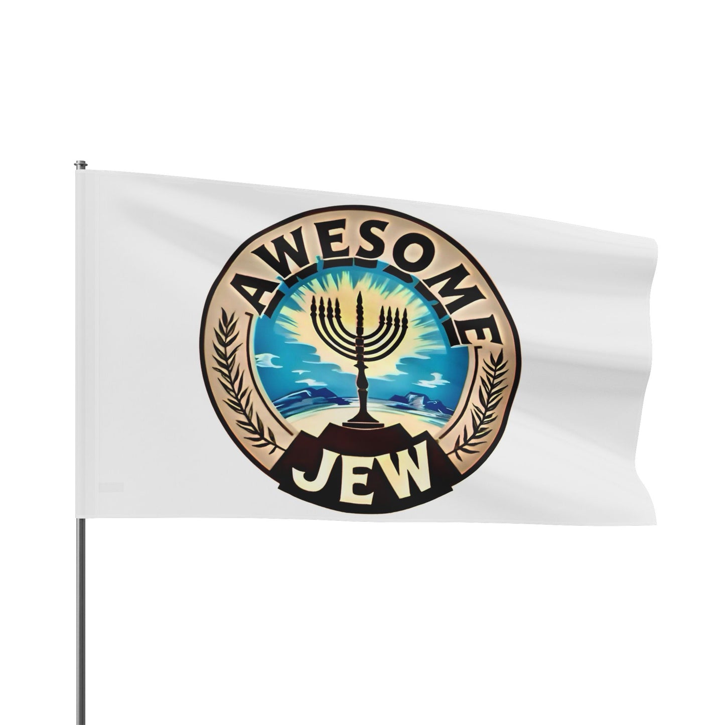 Awesome Jew Flag, Jewish Pride Banner, Menorah Decor, Celebration Flag, Hanukkah Décor, Outdoor/Indoor Flag
