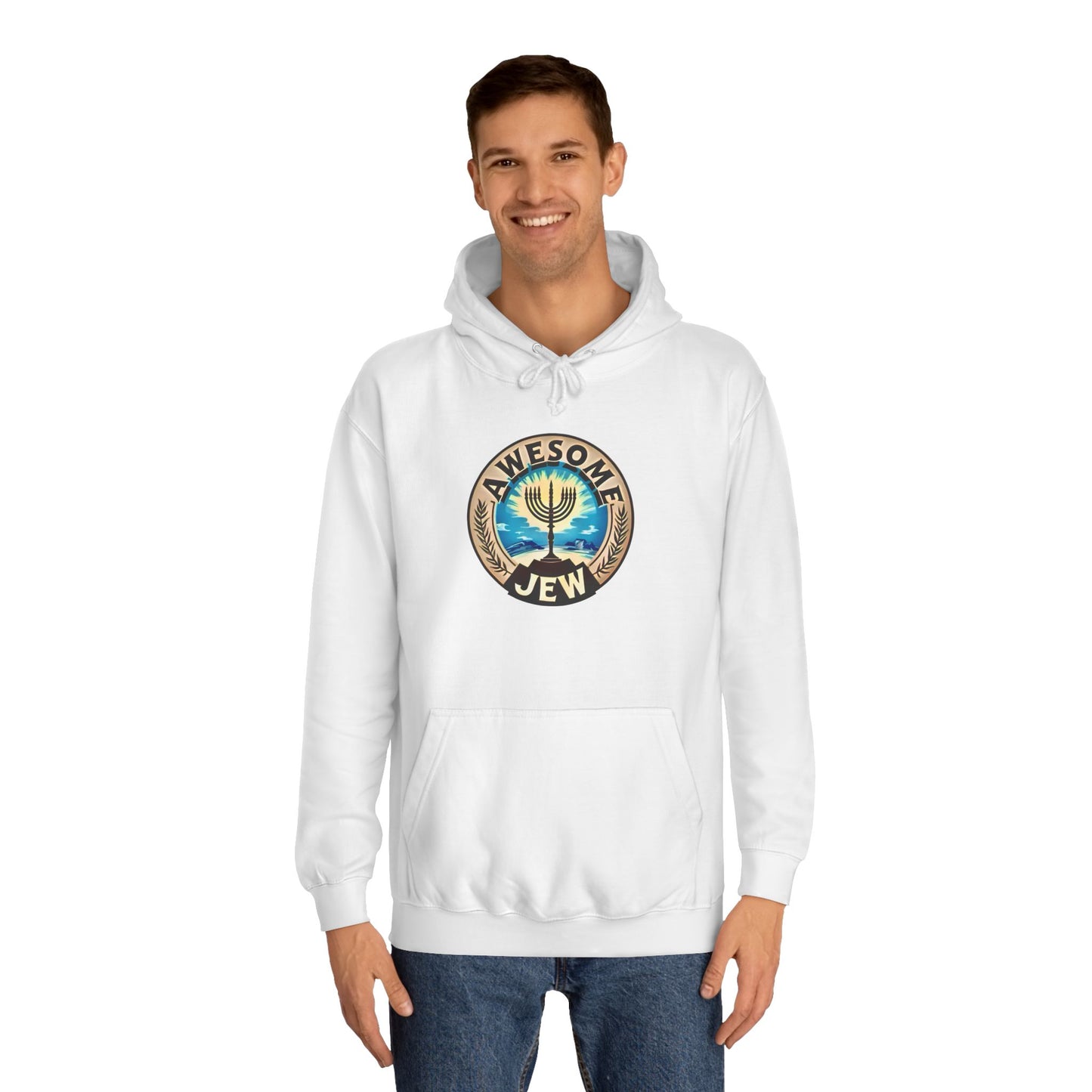 Unisex College Hoodie with 'Awesome Jew' Design - Perfect for Celebrations, Jewish Holidays, and Everyday Comfort, Gift for Friends [...]