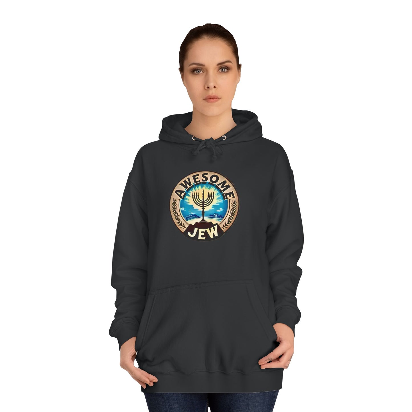 Unisex College Hoodie with 'Awesome Jew' Design - Perfect for Celebrations, Jewish Holidays, and Everyday Comfort, Gift for Friends [...]