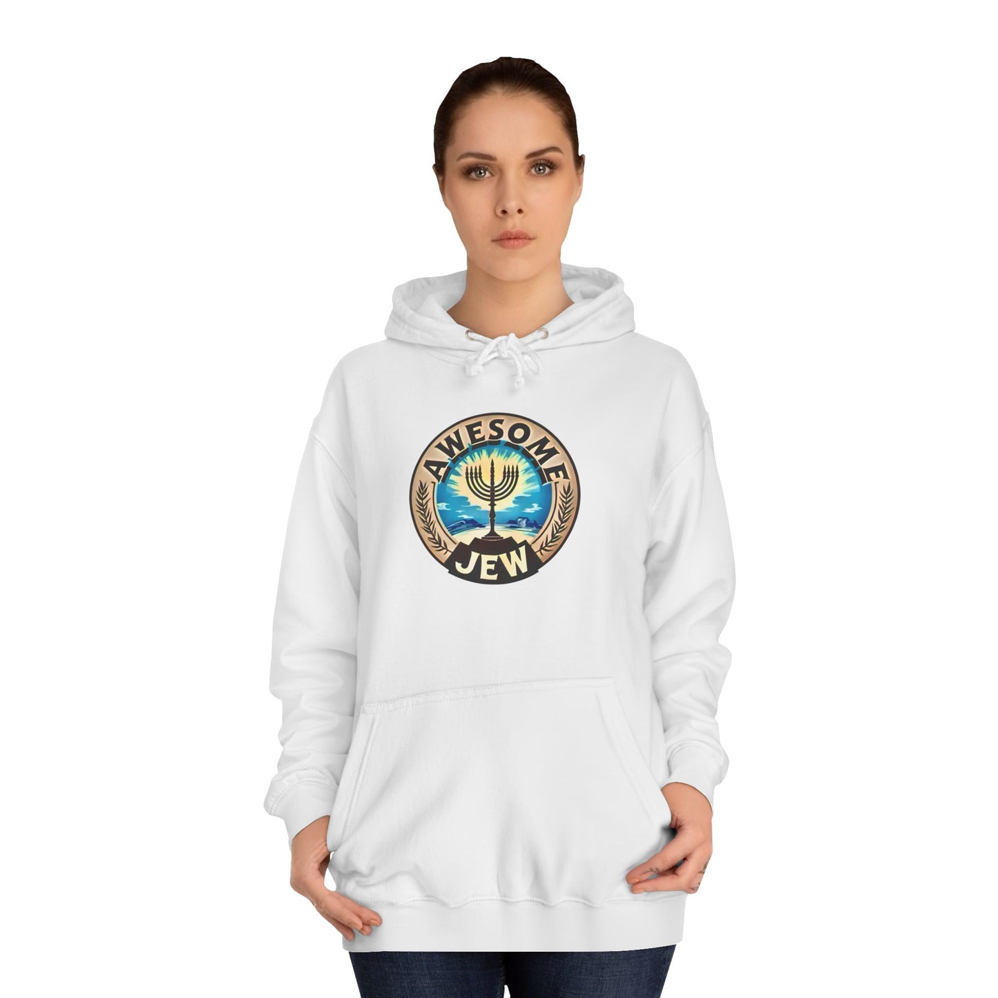 Unisex College Hoodie with 'Awesome Jew' Design - Perfect for Celebrations, Jewish Holidays, and Everyday Comfort, Gift for Friends [...]