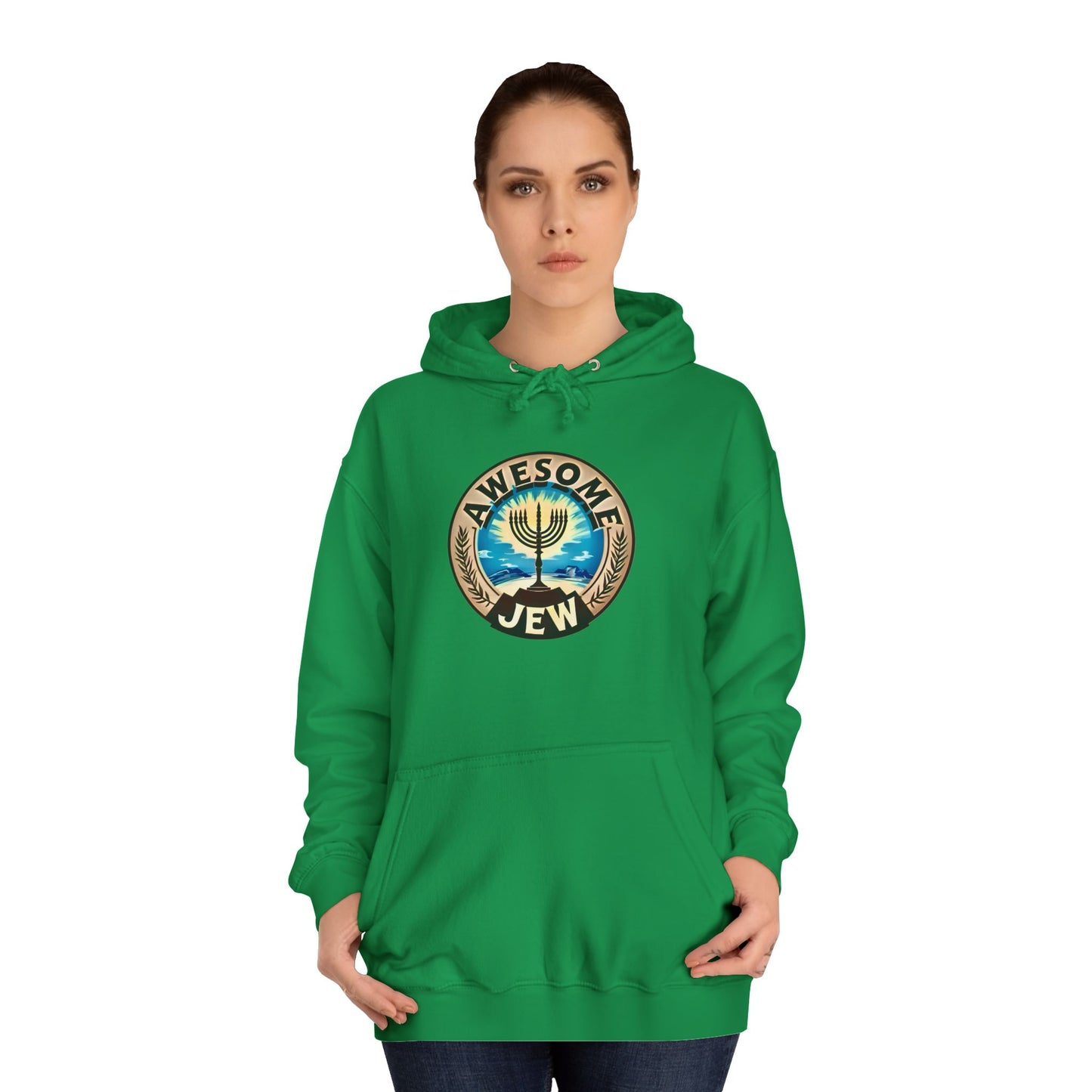 Unisex College Hoodie with 'Awesome Jew' Design - Perfect for Celebrations, Jewish Holidays, and Everyday Comfort, Gift for Friends [...]
