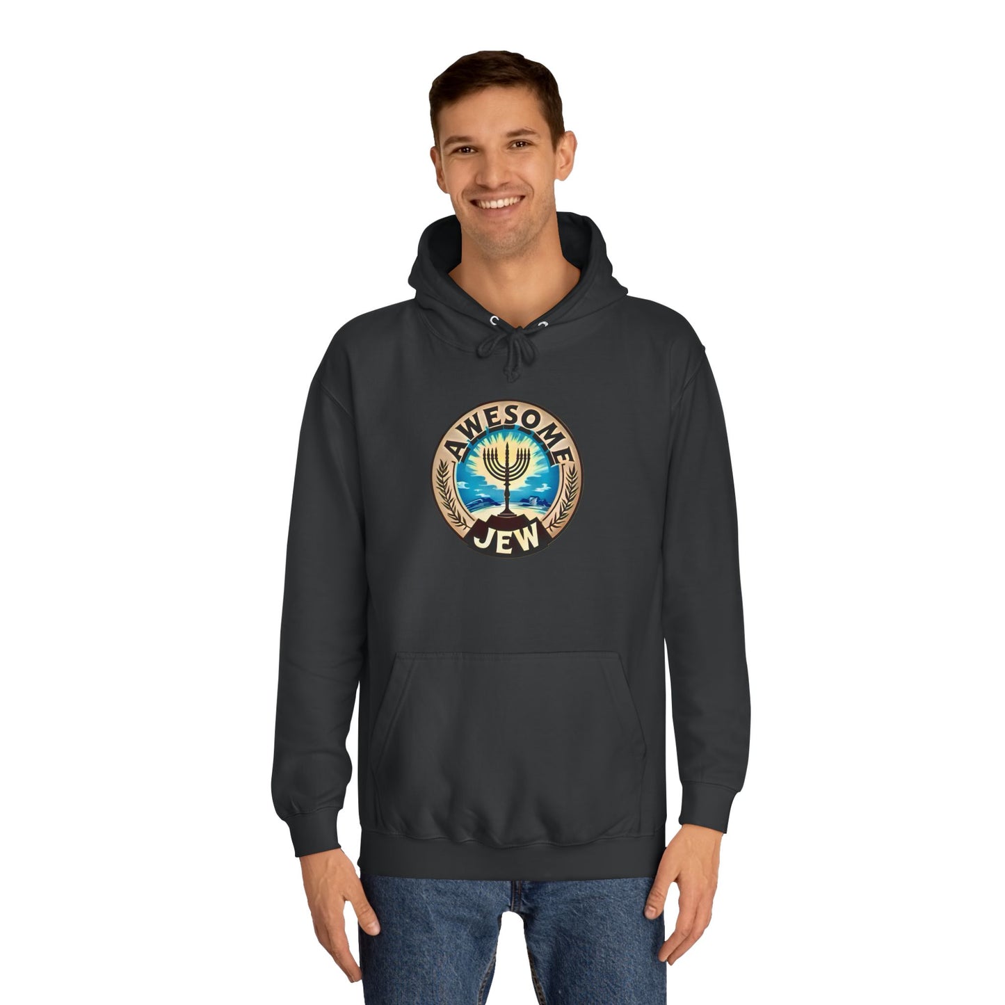 Unisex College Hoodie with 'Awesome Jew' Design - Perfect for Celebrations, Jewish Holidays, and Everyday Comfort, Gift for Friends [...]