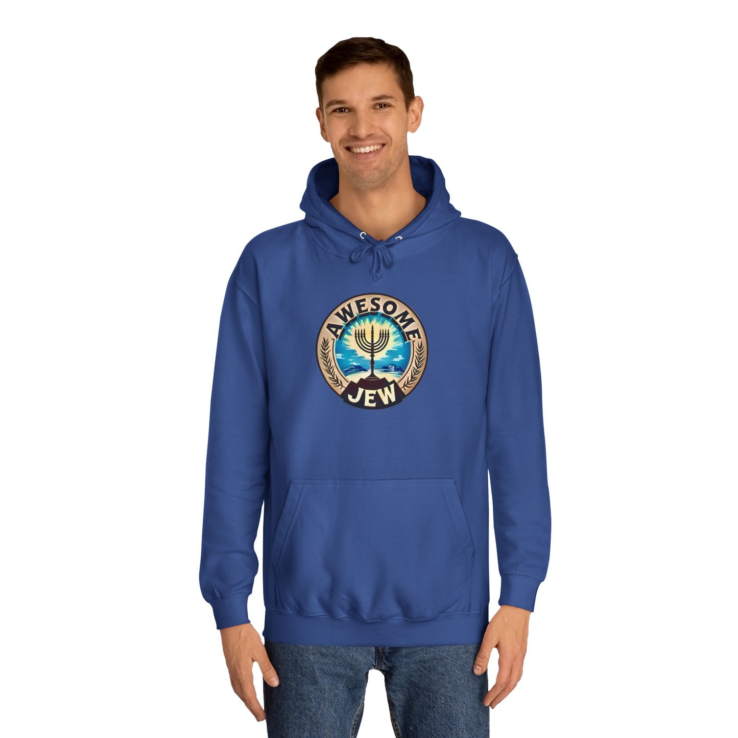 Unisex College Hoodie with 'Awesome Jew' Design - Perfect for Celebrations, Jewish Holidays, and Everyday Comfort, Gift for Friends [...]