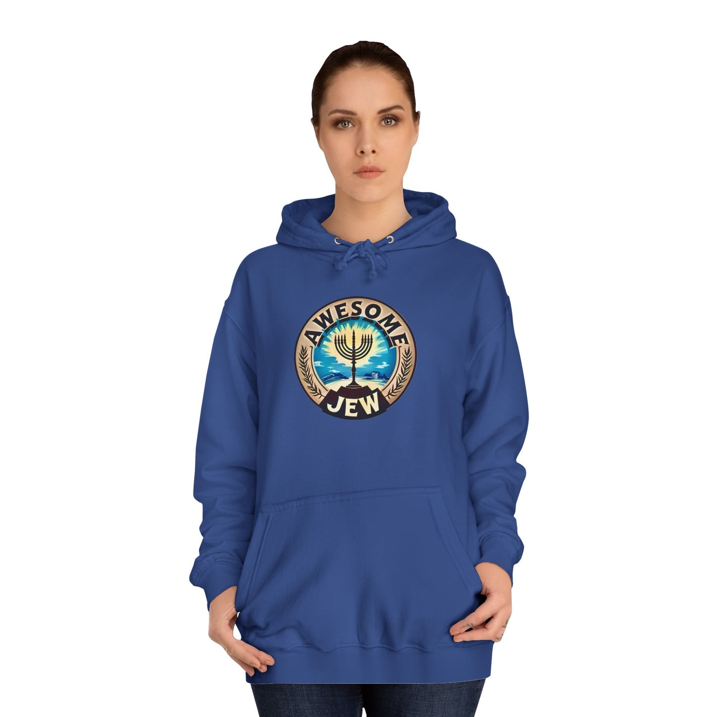 Unisex College Hoodie with 'Awesome Jew' Design - Perfect for Celebrations, Jewish Holidays, and Everyday Comfort, Gift for Friends [...]