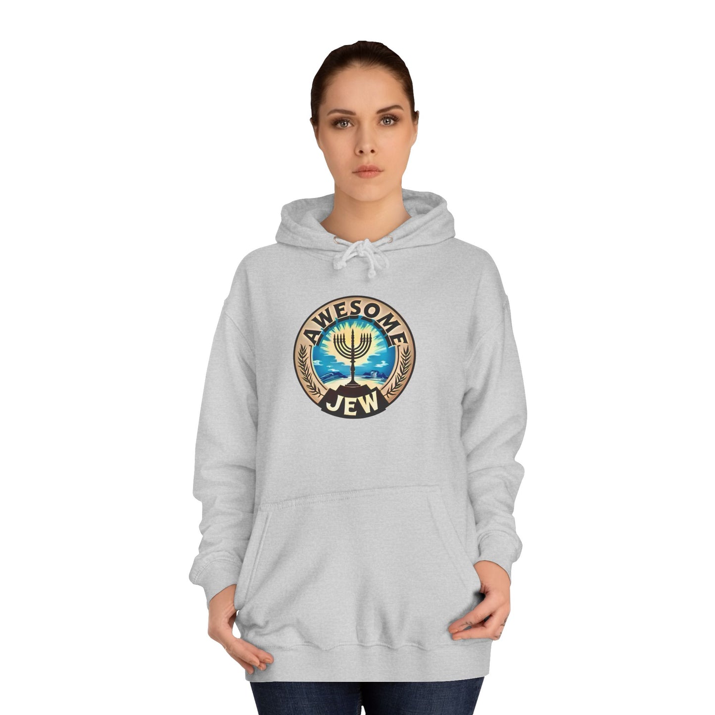 Unisex College Hoodie with 'Awesome Jew' Design - Perfect for Celebrations, Jewish Holidays, and Everyday Comfort, Gift for Friends [...]