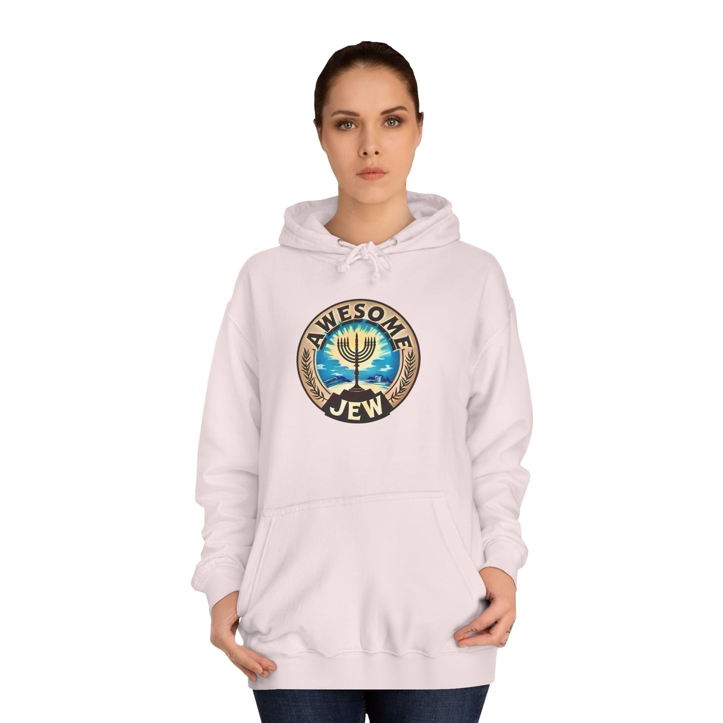 Unisex College Hoodie with 'Awesome Jew' Design - Perfect for Celebrations, Jewish Holidays, and Everyday Comfort, Gift for Friends [...]
