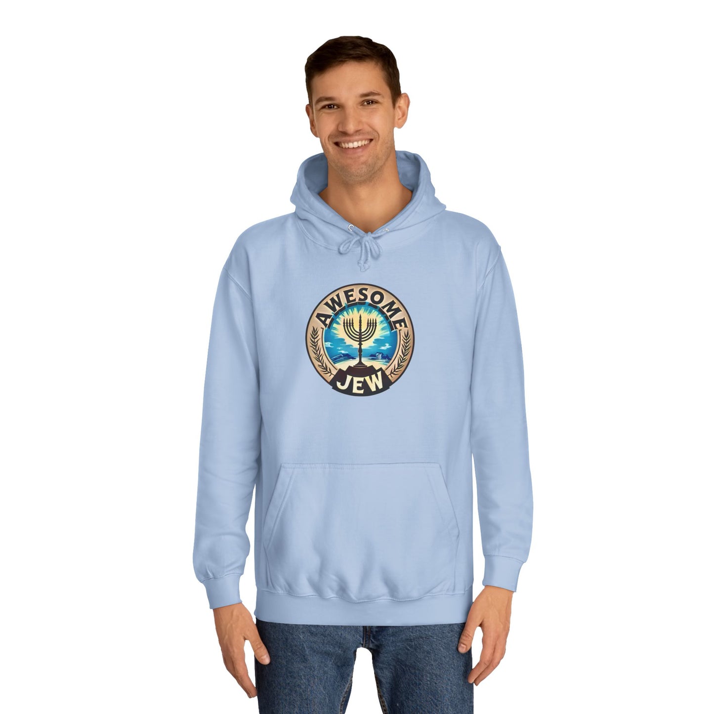 Unisex College Hoodie with 'Awesome Jew' Design - Perfect for Celebrations, Jewish Holidays, and Everyday Comfort, Gift for Friends [...]