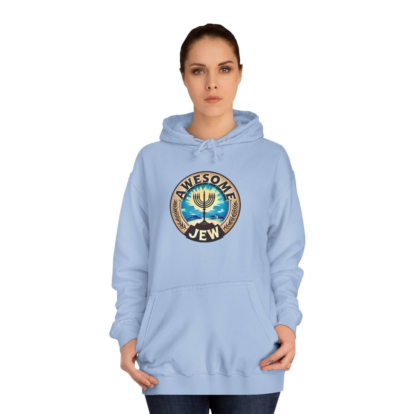 Unisex College Hoodie with 'Awesome Jew' Design - Perfect for Celebrations, Jewish Holidays, and Everyday Comfort, Gift for Friends [...]
