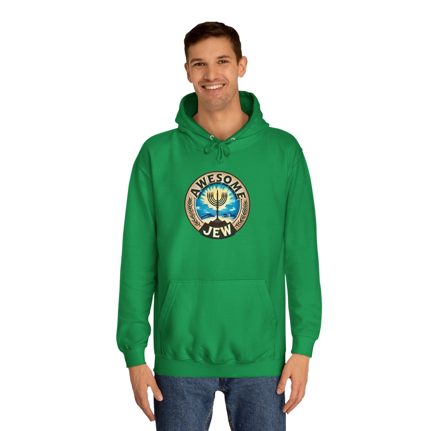 Unisex College Hoodie with 'Awesome Jew' Design - Perfect for Celebrations, Jewish Holidays, and Everyday Comfort, Gift for Friends [...]