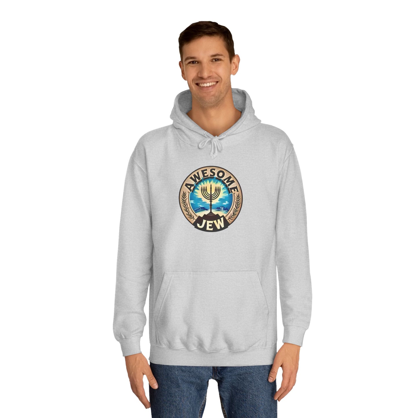 Unisex College Hoodie with 'Awesome Jew' Design - Perfect for Celebrations, Jewish Holidays, and Everyday Comfort, Gift for Friends [...]